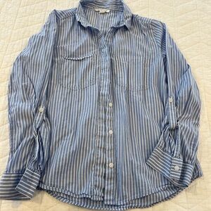 Blue Striped Button-Up Shirt